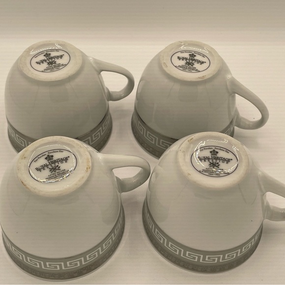 Fine Porcelain Royal Heritage Prestige - Aztec Silver Tea Cups(no saucers), 4 - Picture 2 of 4